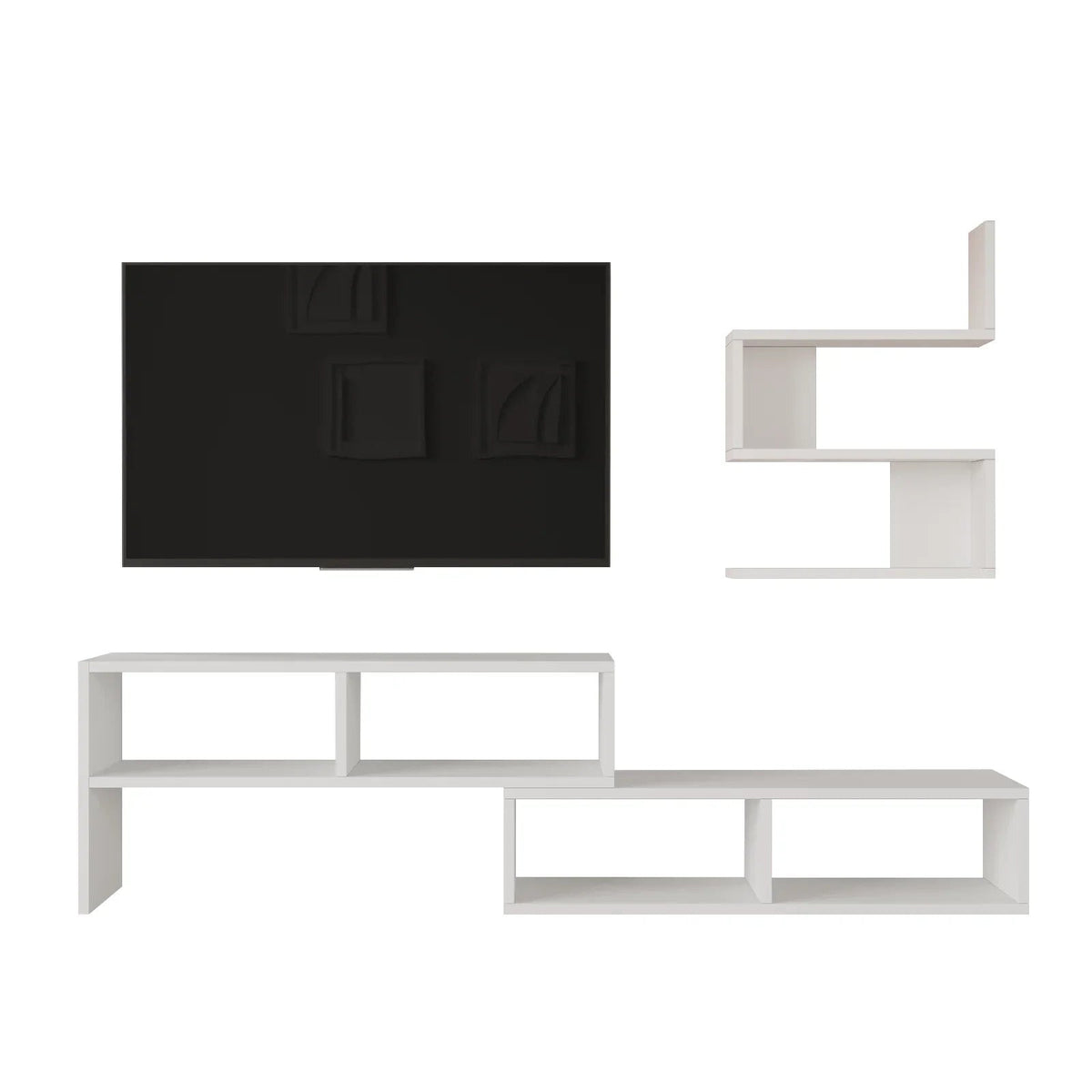 Clouda TV Unit styled with a television and wall shelf