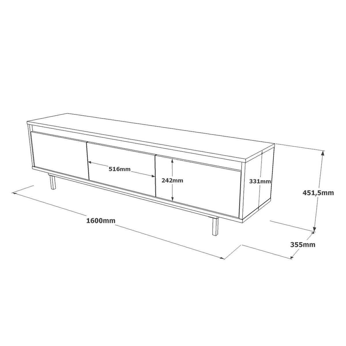 Concretea TV Unit dimension drawing