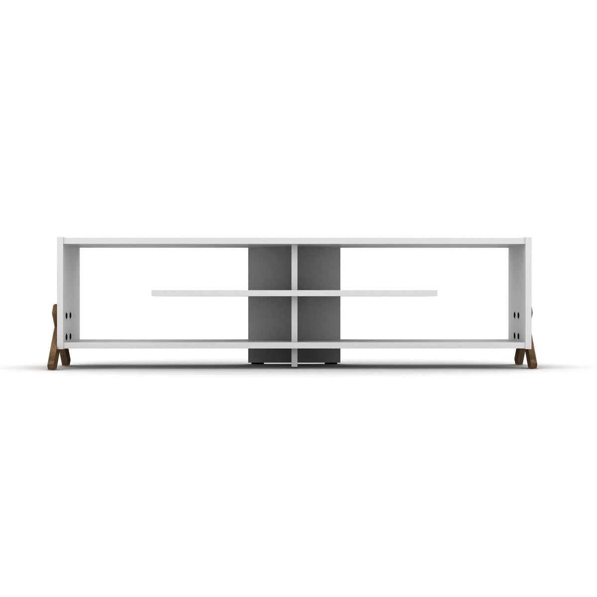 Kipp TV Unit in white and walnut, front product view