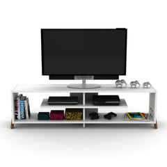 Kipp TV Unit in white and walnut, front styled view