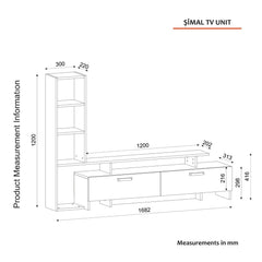 Simal TV Stand dimension drawing