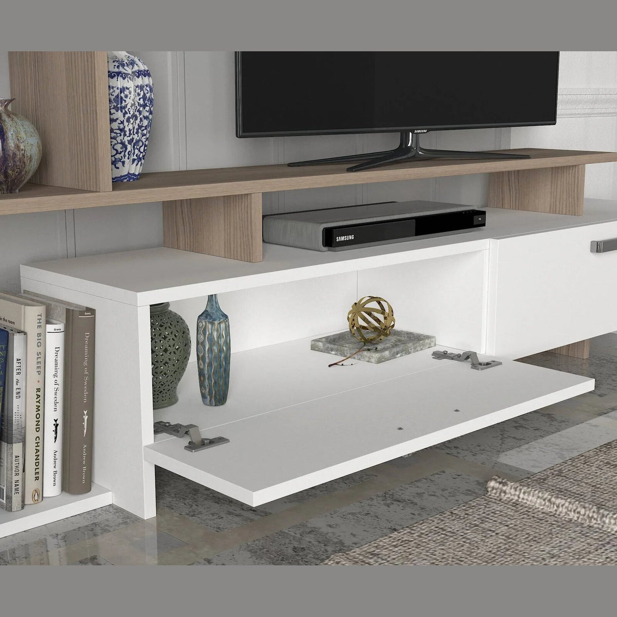 Simal TV Stand open storage detail