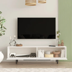 Snowveil TV Console open in a bright interior