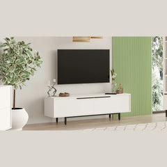 Snowveil TV Console in a wide bright room setting