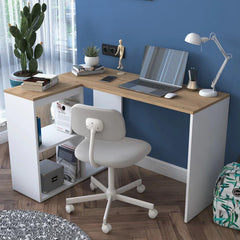 Home Canvas Furniture Trading LLC.Home Canvas Study Office Computer Desk Corner Table with 4 Shelves 120cm White - Walnut Computer Table 