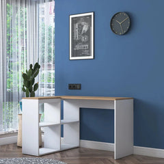 Home Canvas Furniture Trading LLC.Home Canvas Study Office Computer Desk Corner Table with 4 Shelves 120cm White - Walnut Computer Table 