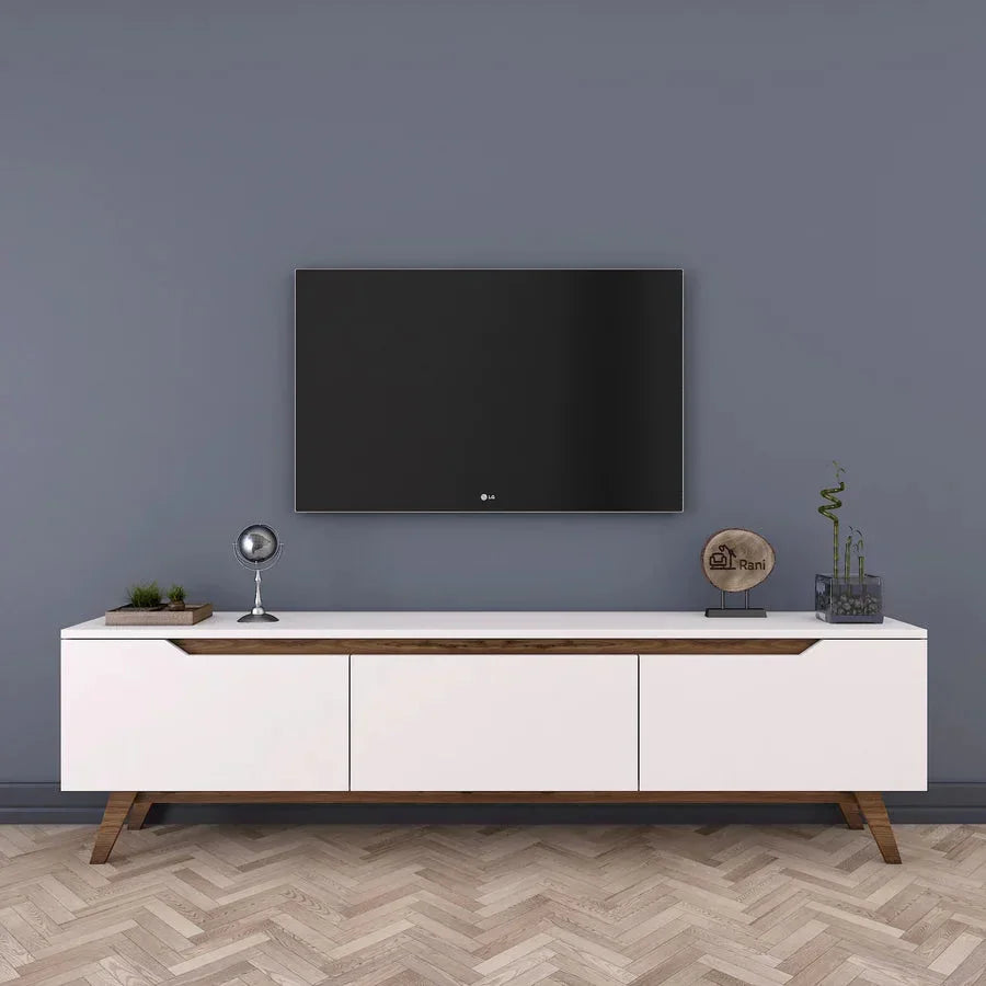 Home Canvas Furniture Trading LLC.Home Canvas TV Unit Modern Free Standing TV Stand 180 cm - White and Walnut TV Stand 