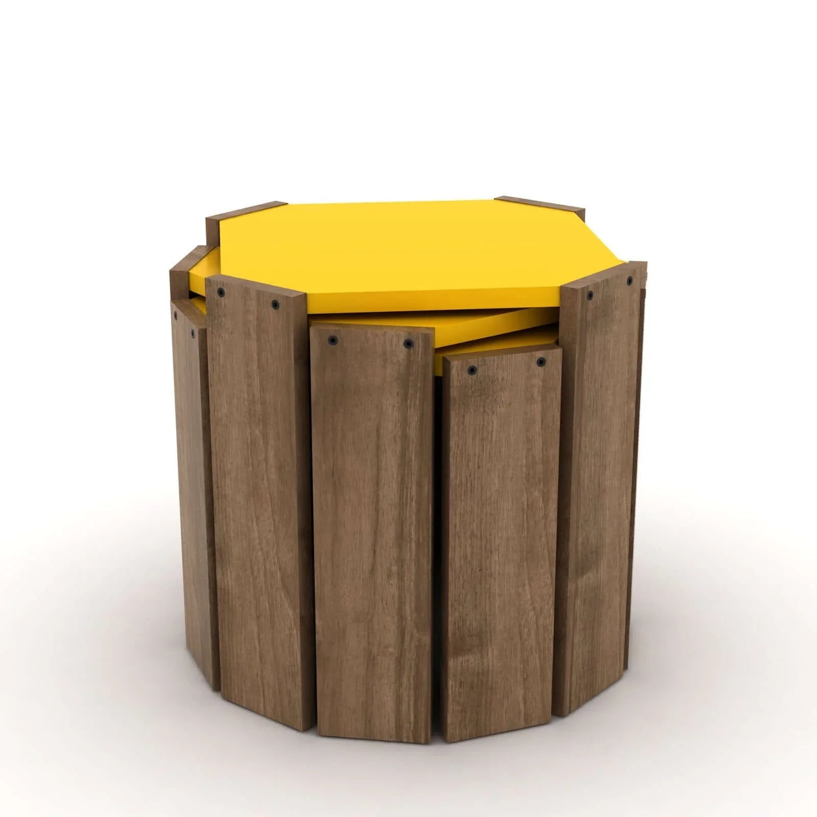 Home Canvas Furniture Trading LLC.Hansel Nested Coffee Table Set of Three Walnut-Yellow Coffee Table 