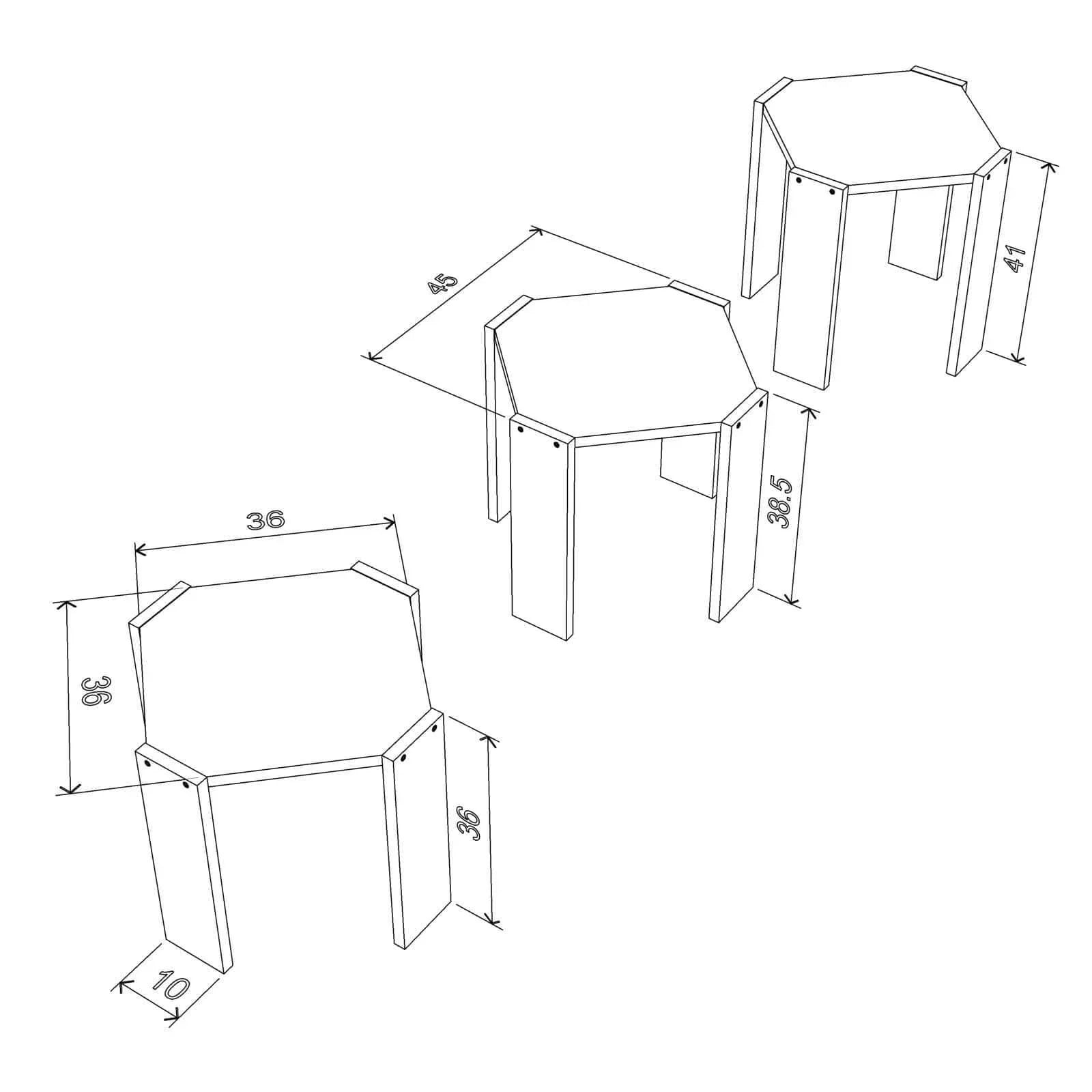 Home Canvas Furniture Trading LLC.Hansel Nested Coffee Table Set of Three Walnut-Yellow Coffee Table 