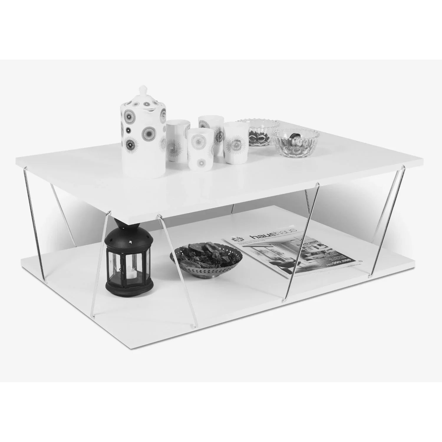 Home Canvas Furniture Trading LLC.Tars Modern Coffee Table White-Chrome Coffee Tables 