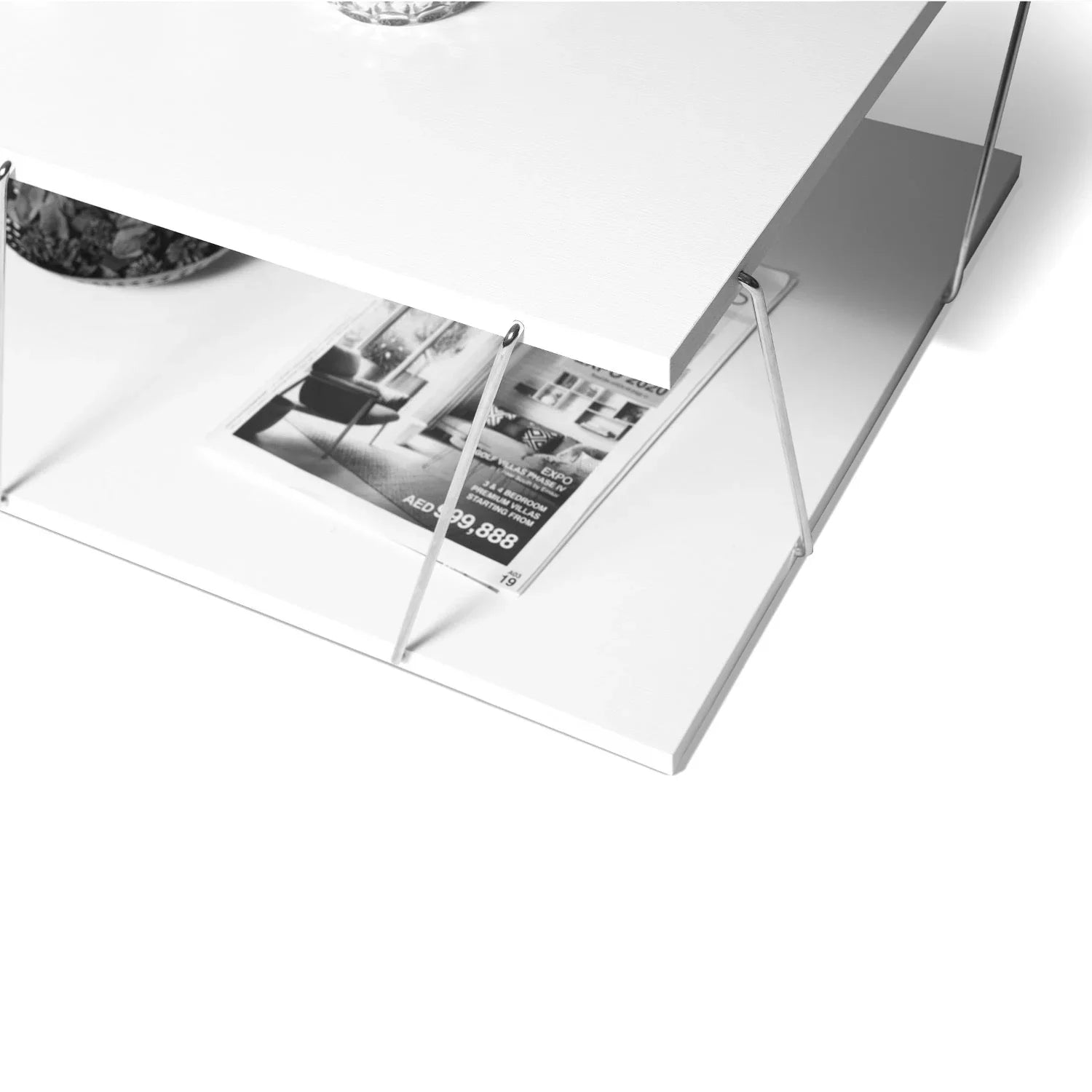 Home Canvas Furniture Trading LLC.Tars Modern Coffee Table White-Chrome Coffee Tables 