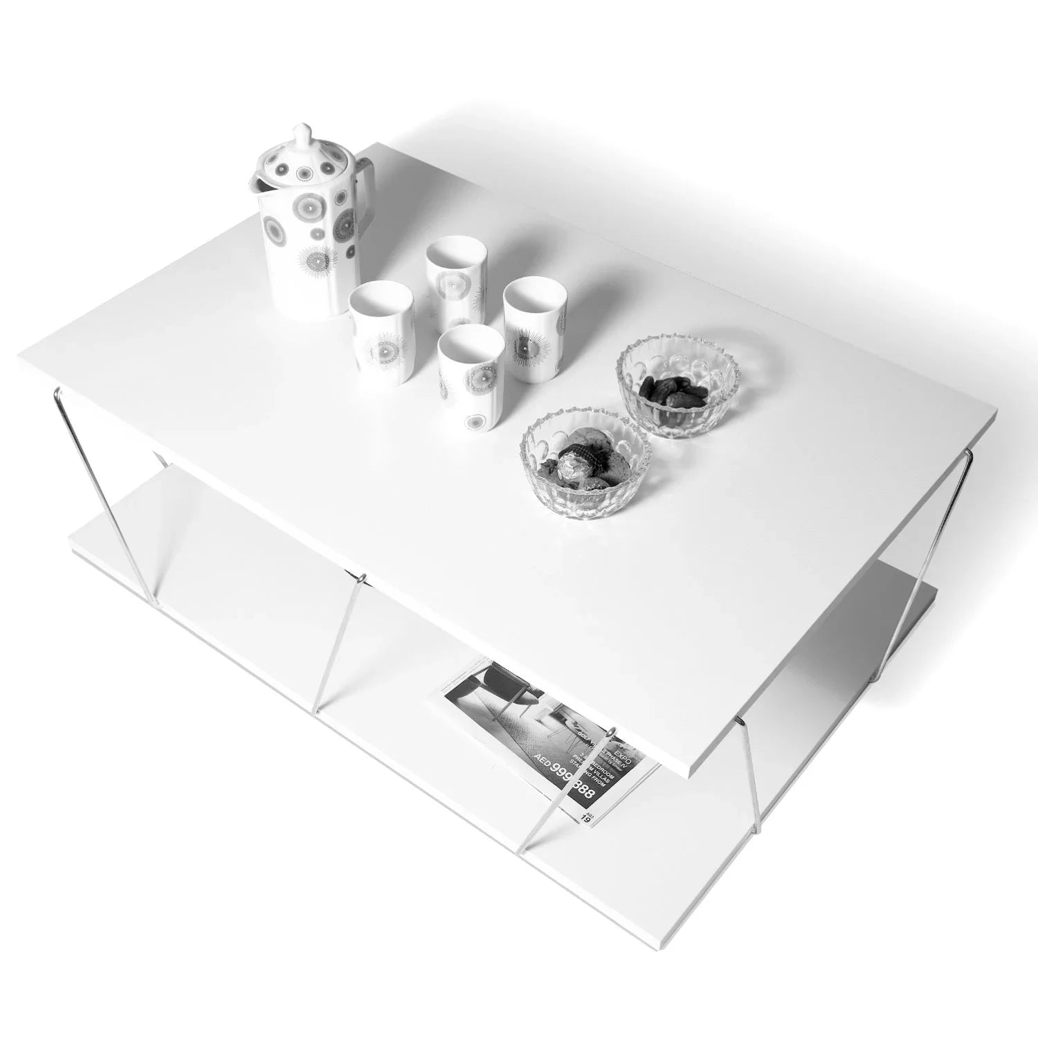 Home Canvas Furniture Trading LLC.Tars Modern Coffee Table White-Chrome Coffee Tables 