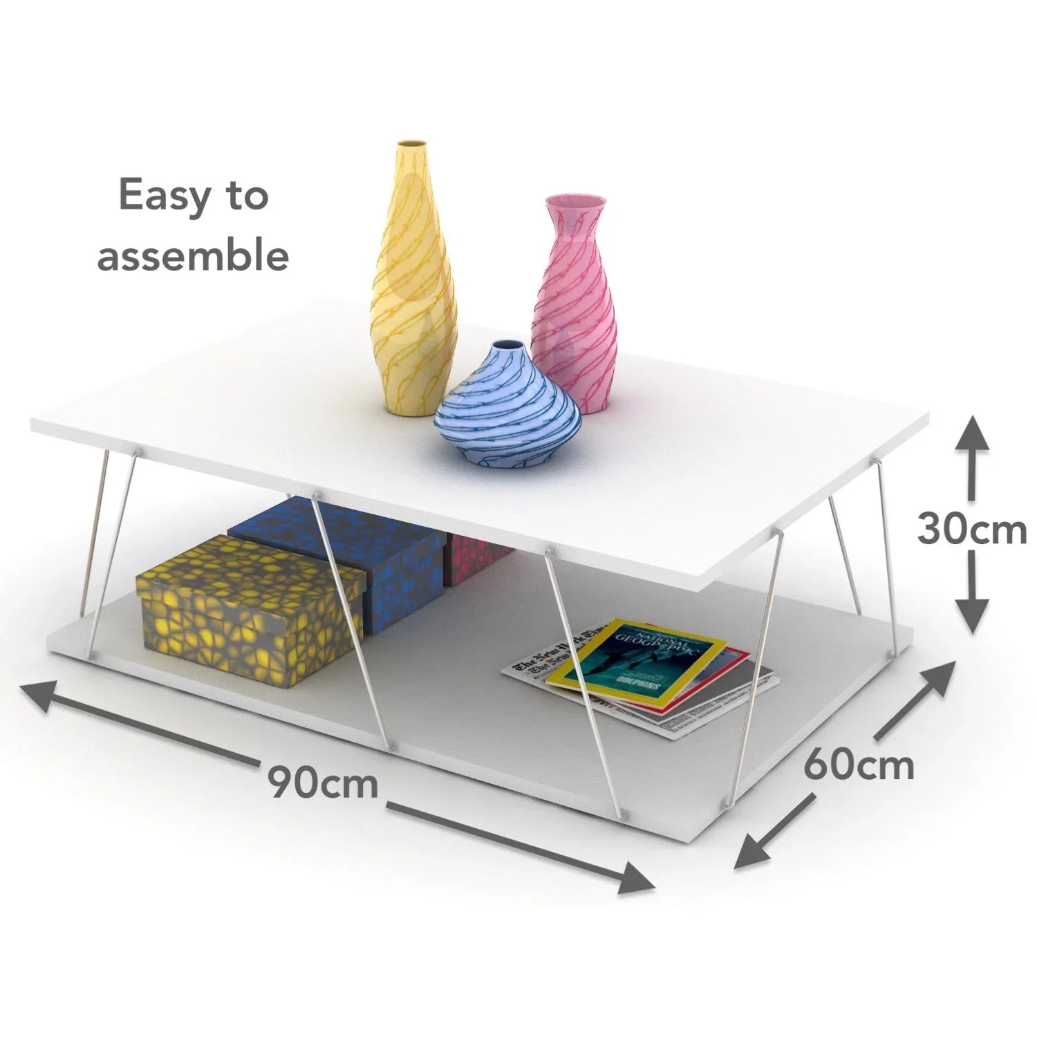 Home Canvas Furniture Trading LLC.Tars Modern Coffee Table White-Chrome Coffee Tables 