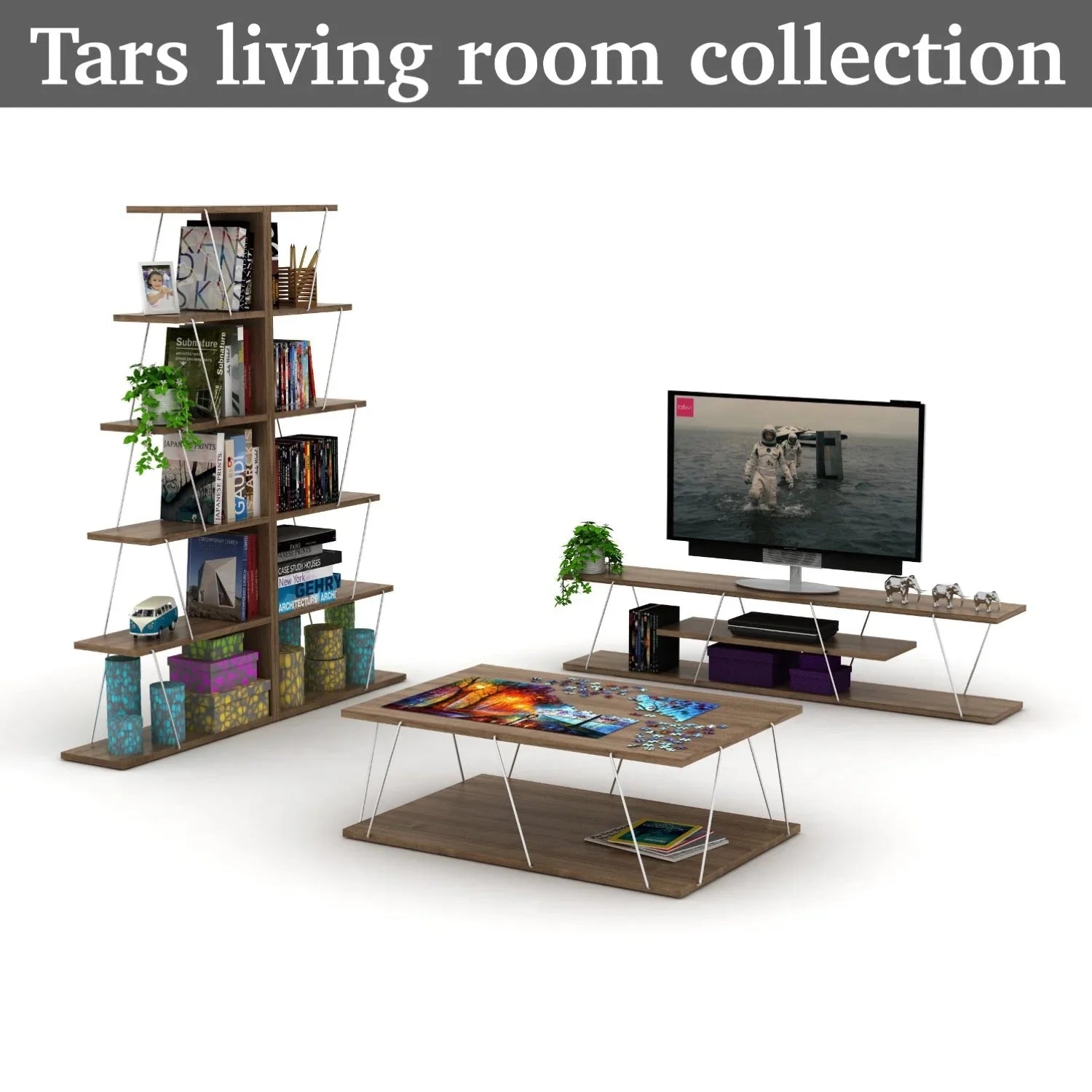 Home Canvas Furniture Trading LLC.Tars Modern Coffee Table Walnut-Chrome Coffee Tables 