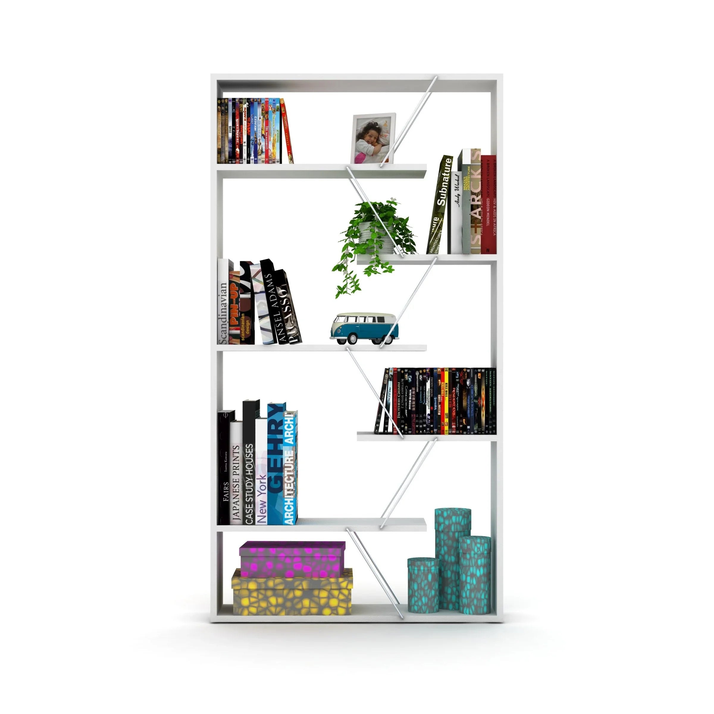 Home Canvas Furniture Trading LLC.Tars Book Shelf - White/Chrome Book Shelf 