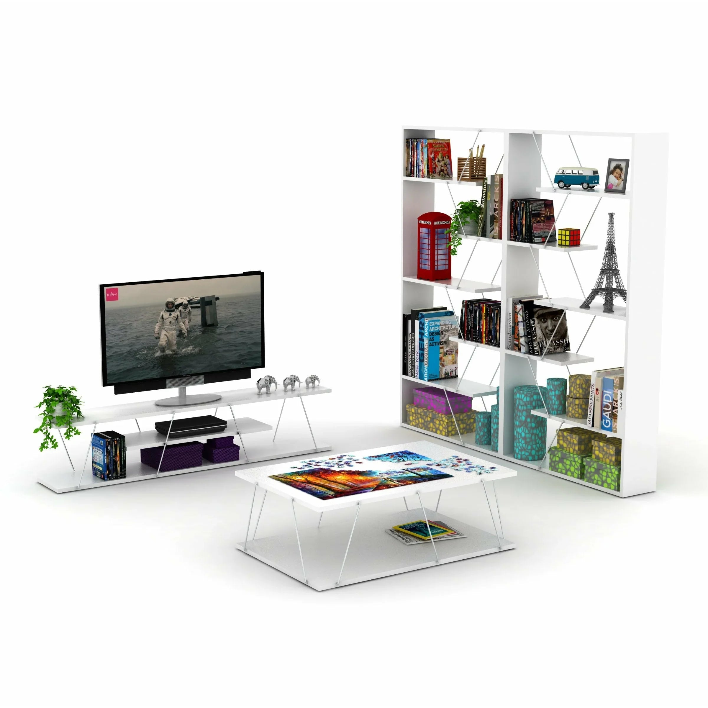 Home Canvas Furniture Trading LLC.Tars Book Shelf - White/Chrome Book Shelf 