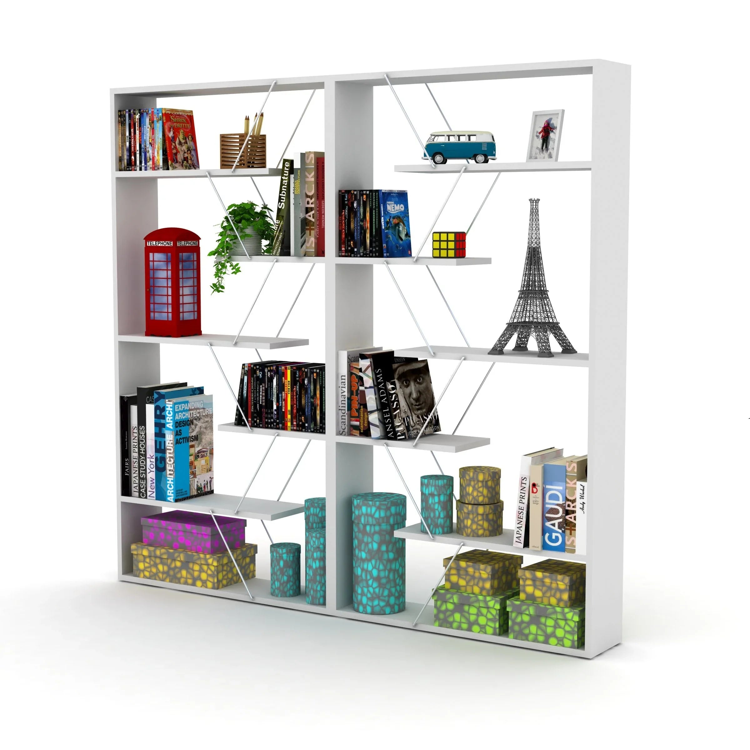 Home Canvas Furniture Trading LLC.Tars Book Shelf - White/Chrome Book Shelf 