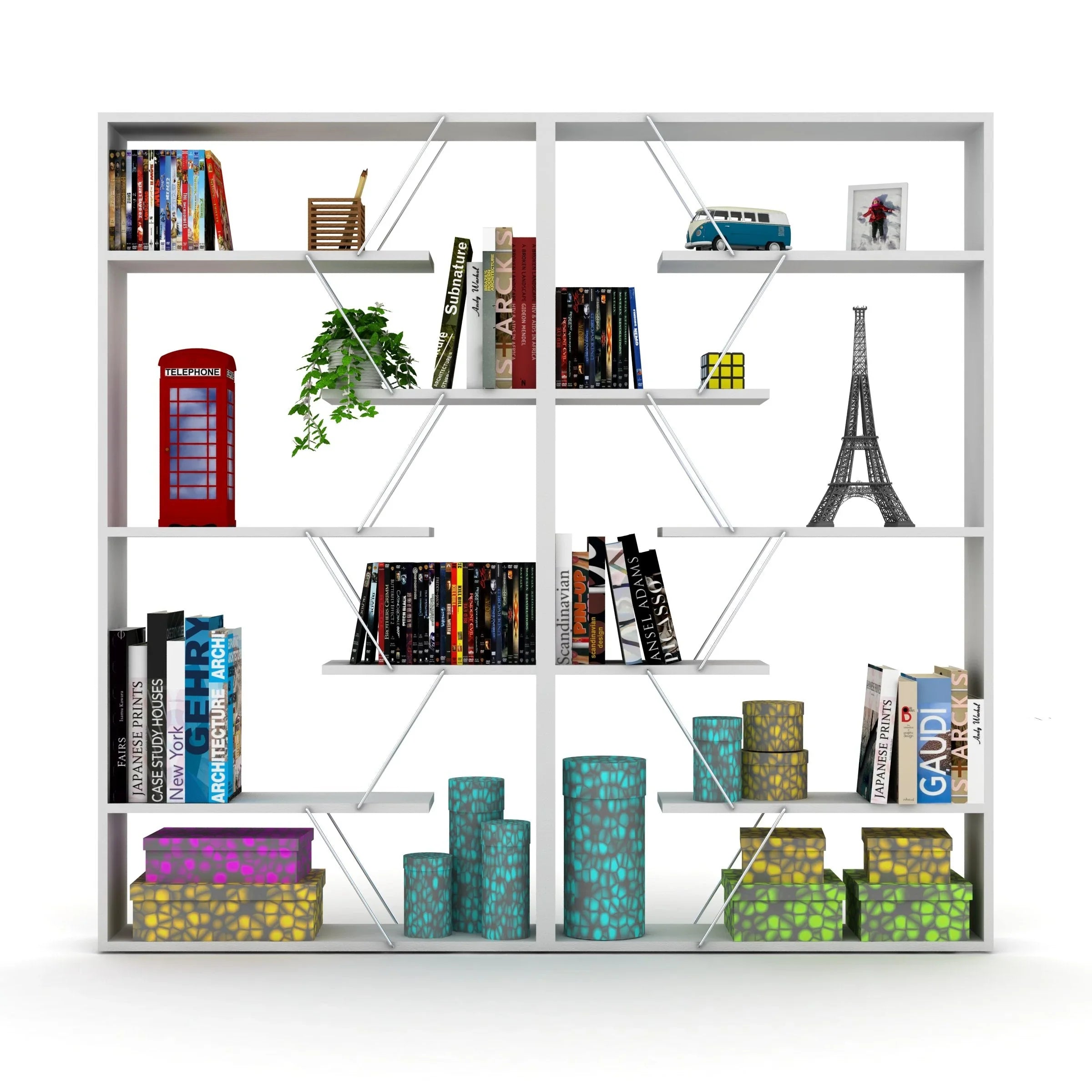 Home Canvas Furniture Trading LLC.Tars Book Shelf - White/Chrome Book Shelf 