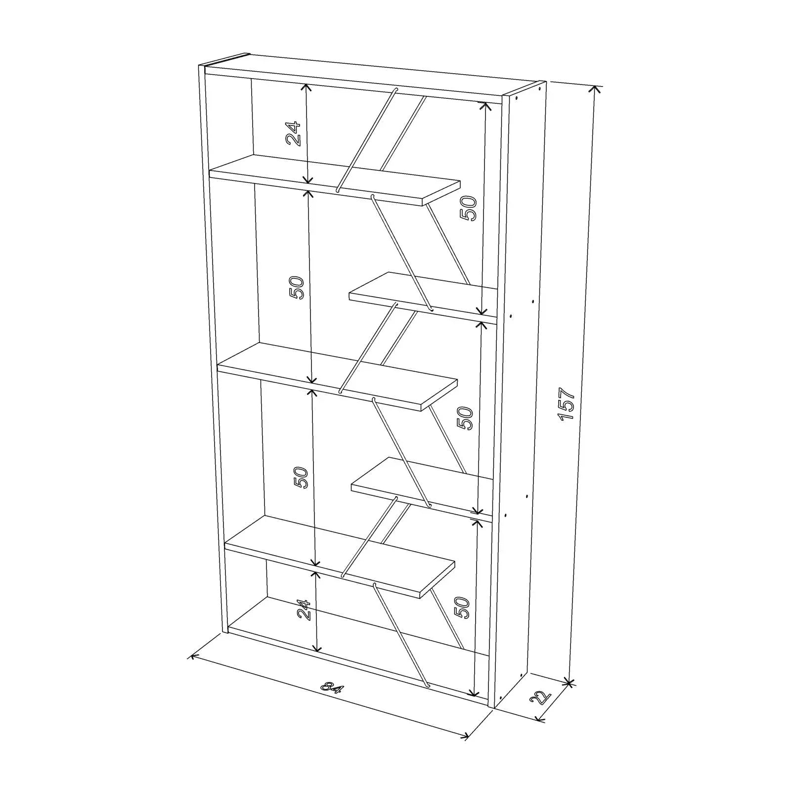 Home Canvas Furniture Trading LLC.Tars Book Shelf - White/Chrome Book Shelf 