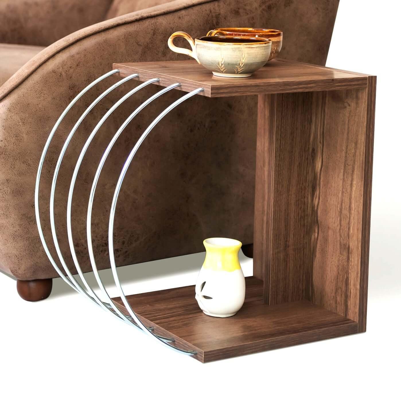 Home Canvas Furniture Trading LLC.Case Accent Side Table Walnut-Chrome Coffee Table 