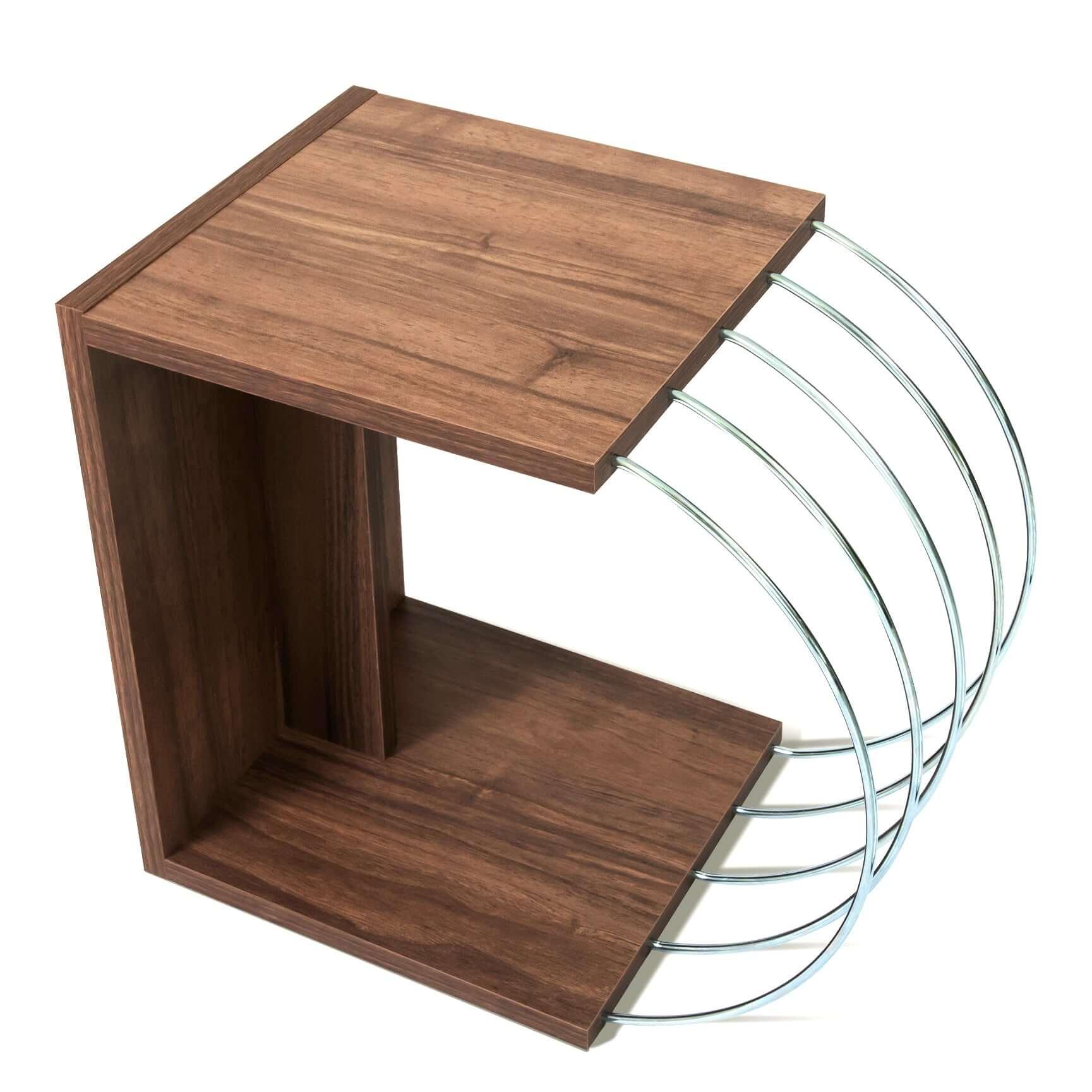 Home Canvas Furniture Trading LLC.Case Accent Side Table Walnut-Chrome Coffee Table 