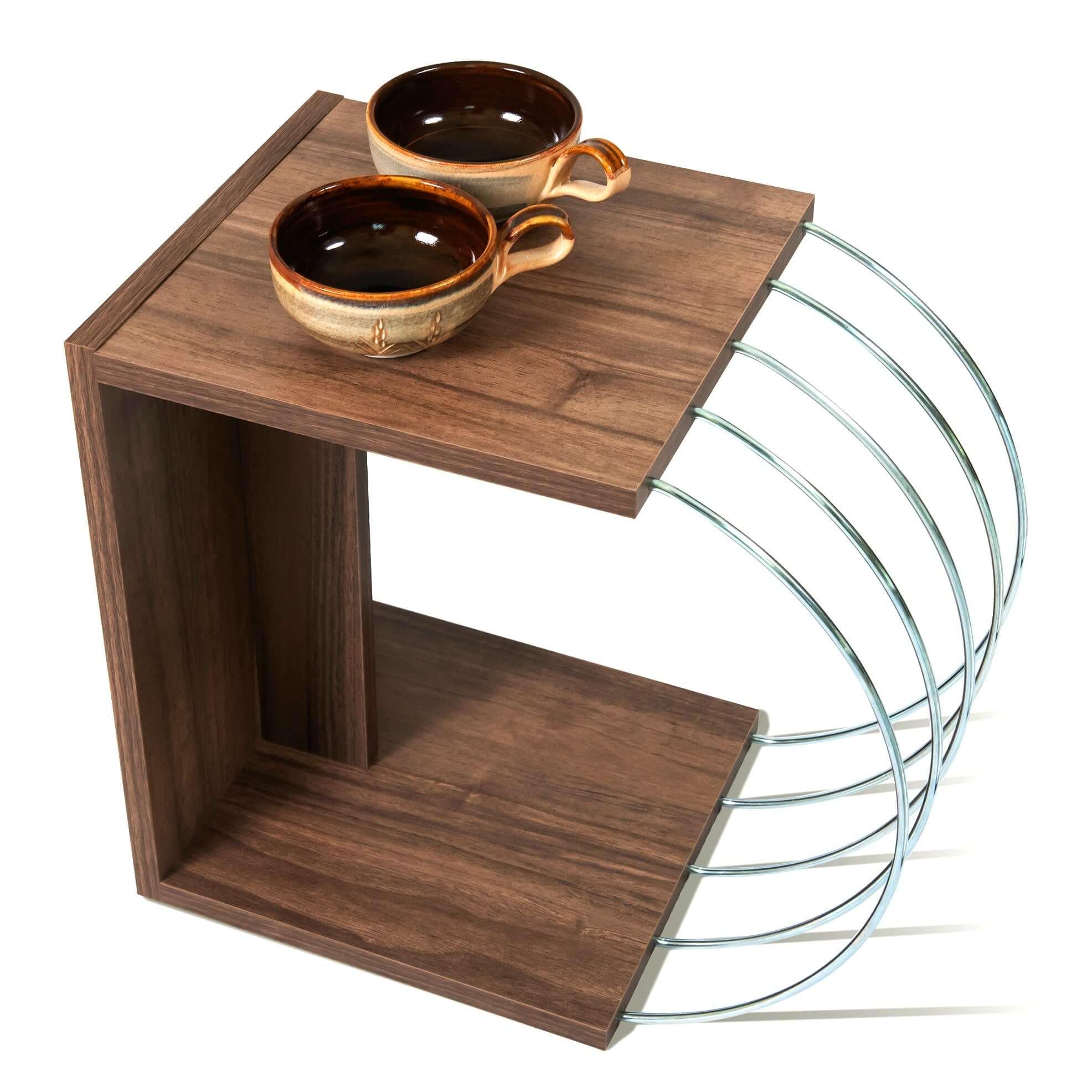 Home Canvas Furniture Trading LLC.Case Accent Side Table Walnut-Chrome Coffee Table 