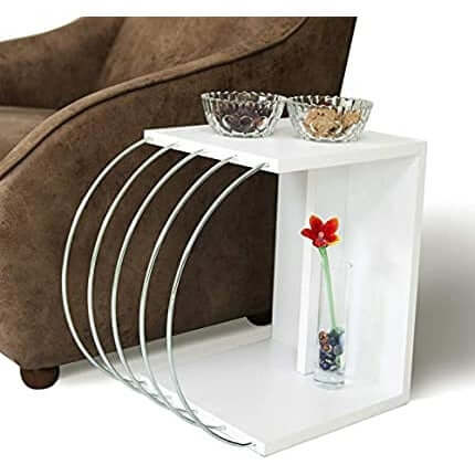 Home Canvas Furniture Trading LLC.Case Accent Side Table White-Chrome Coffee Table 