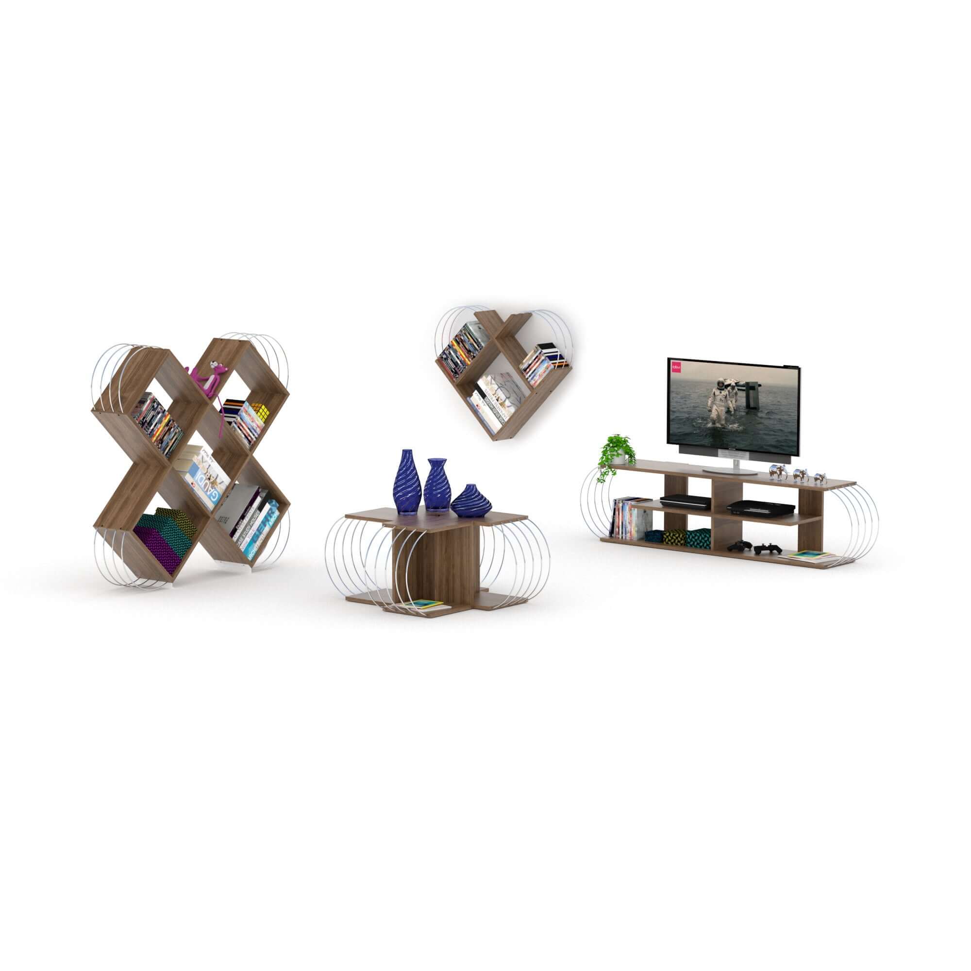 Home Canvas Furniture Trading LLC.Case Modern Tv Unit - Walnut/Chrome TV units 