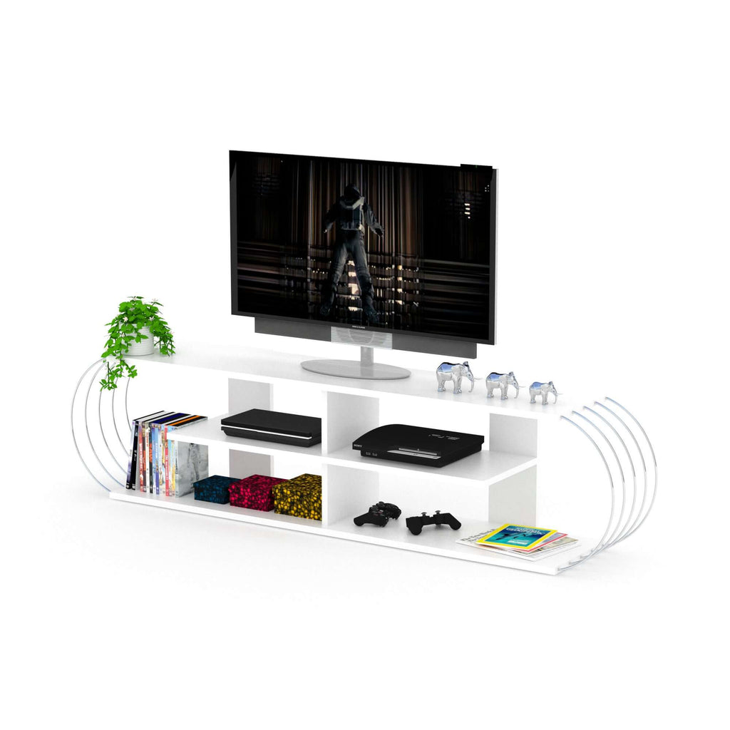 Home Canvas Furniture Trading LLC.Case Modern Tv Unit - Walnut/Chrome TV units White-Chrome 