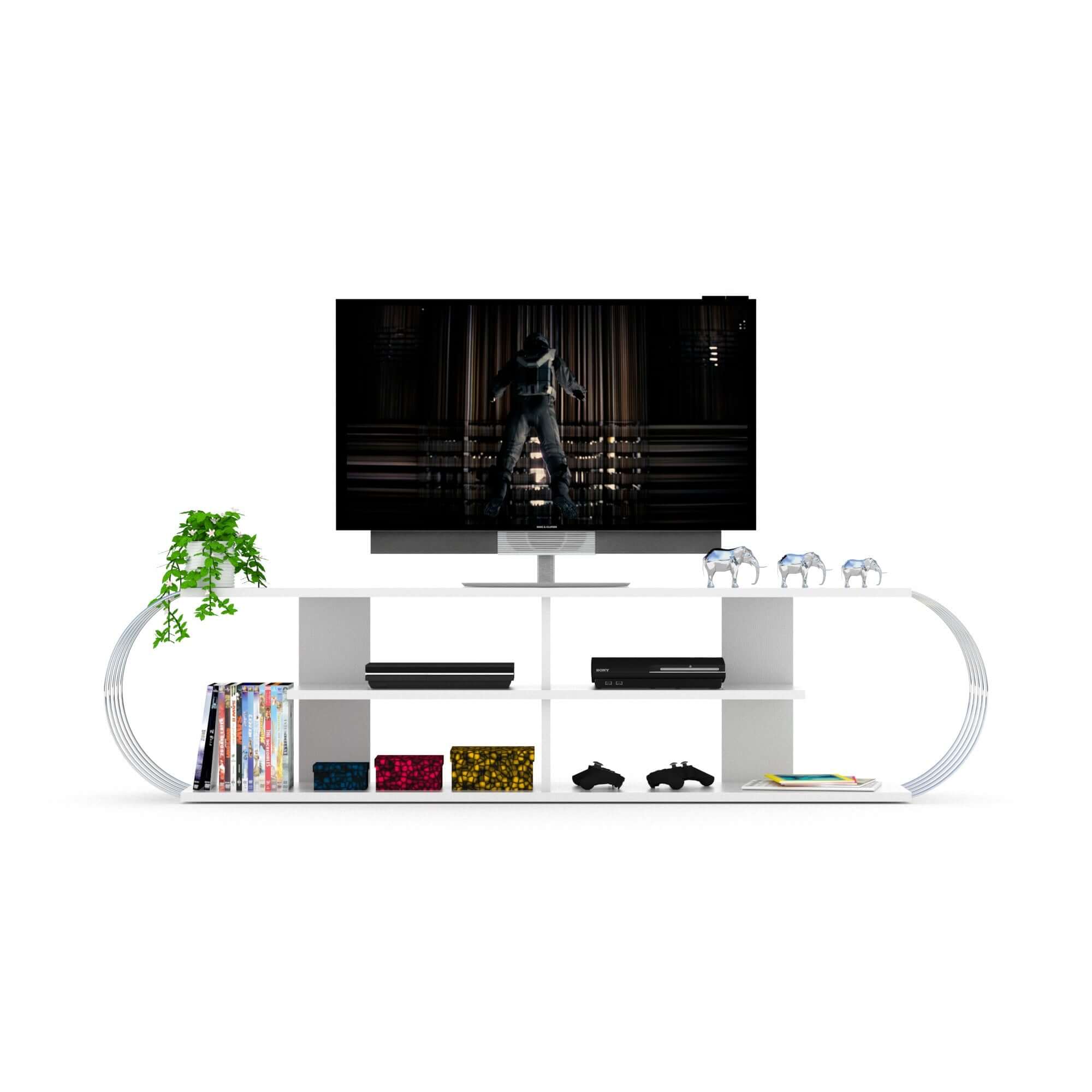 Home Canvas Furniture Trading LLC.Case Modern Tv Unit - White/Chrome TV units 
