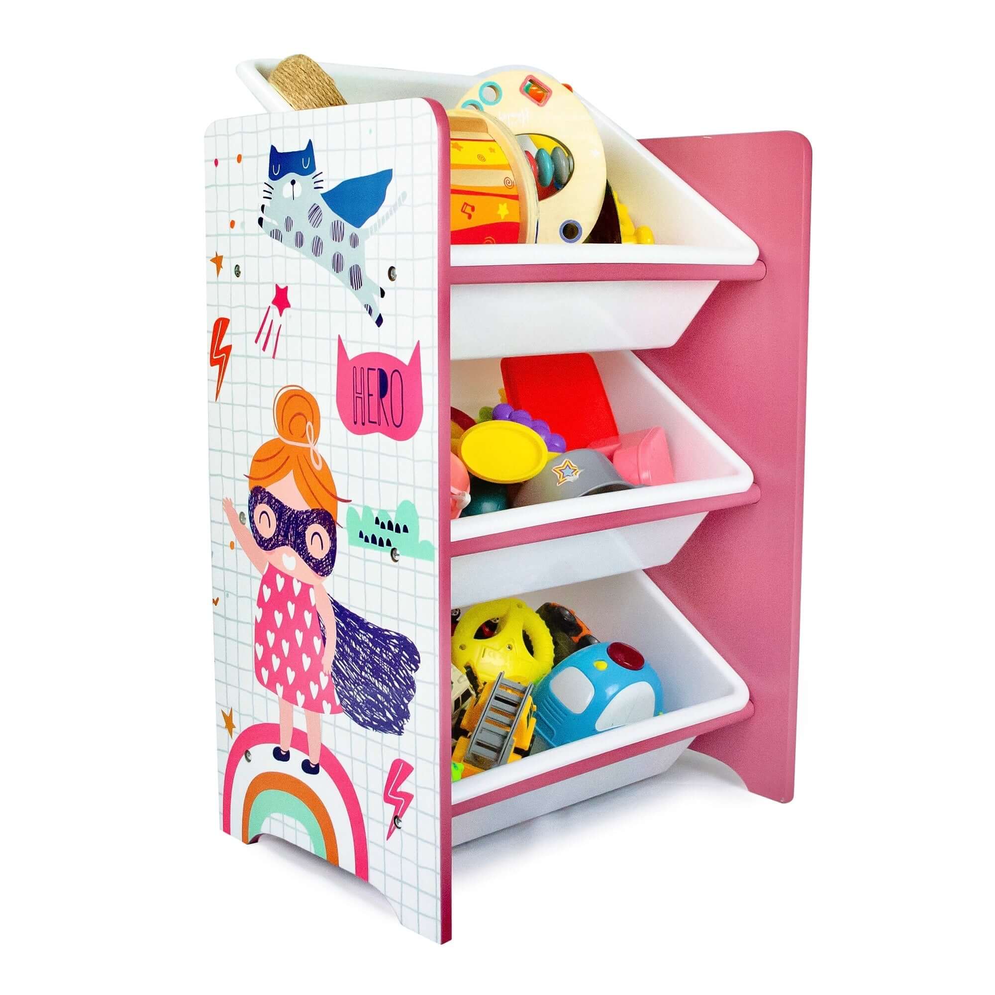 Home Canvas Furniture Trading LLC.Crazy Monster Toy Storage 3Bins Organizer For Kids Play Room, Blue Kids Furniture 