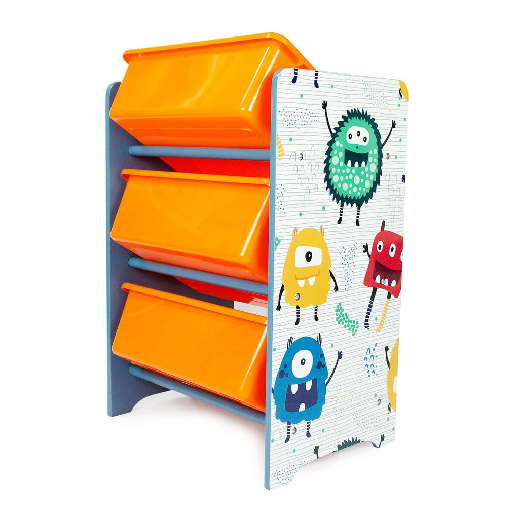 Home Canvas Furniture Trading LLC.Crazy Monster Toy Storage 3Bins Organizer For Kids Play Room, Blue Kids Furniture 