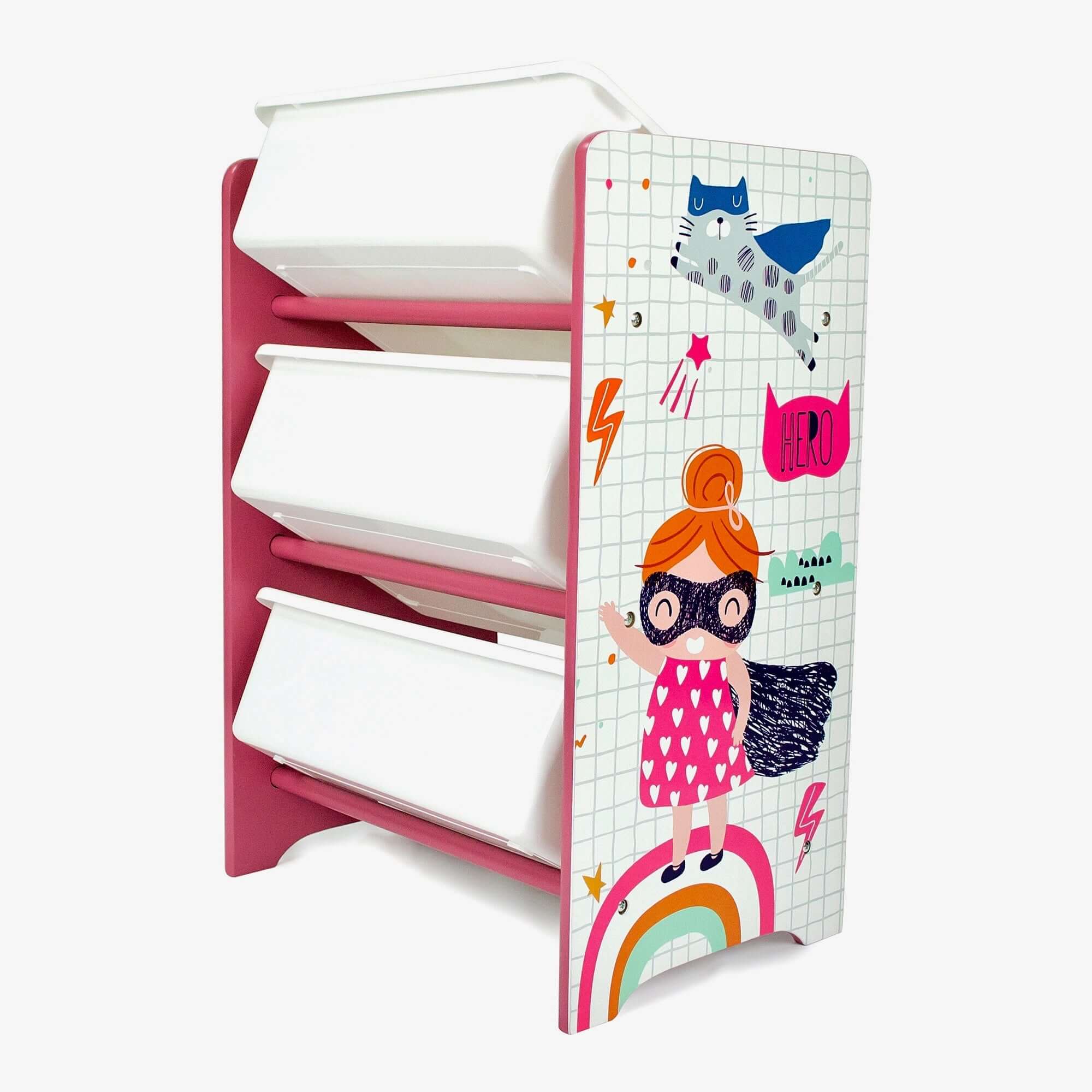 Home Canvas Furniture Trading LLC.Crazy Monster Toy Storage 3Bins Organizer For Kids Play Room, Blue Kids Furniture 
