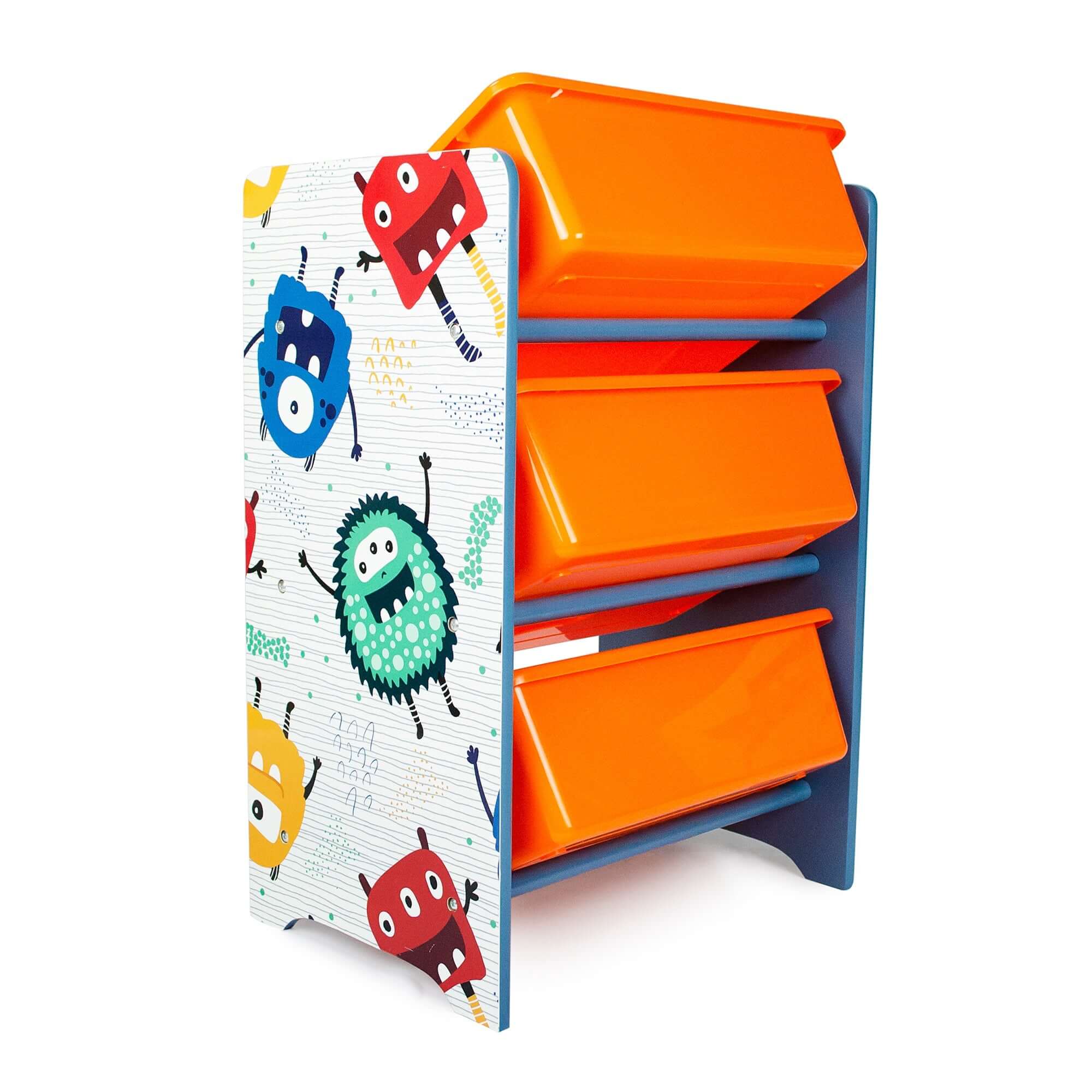 Home Canvas Furniture Trading LLC.Crazy Monster Toy Storage 3Bins Organizer For Kids Play Room, Blue Kids Furniture 