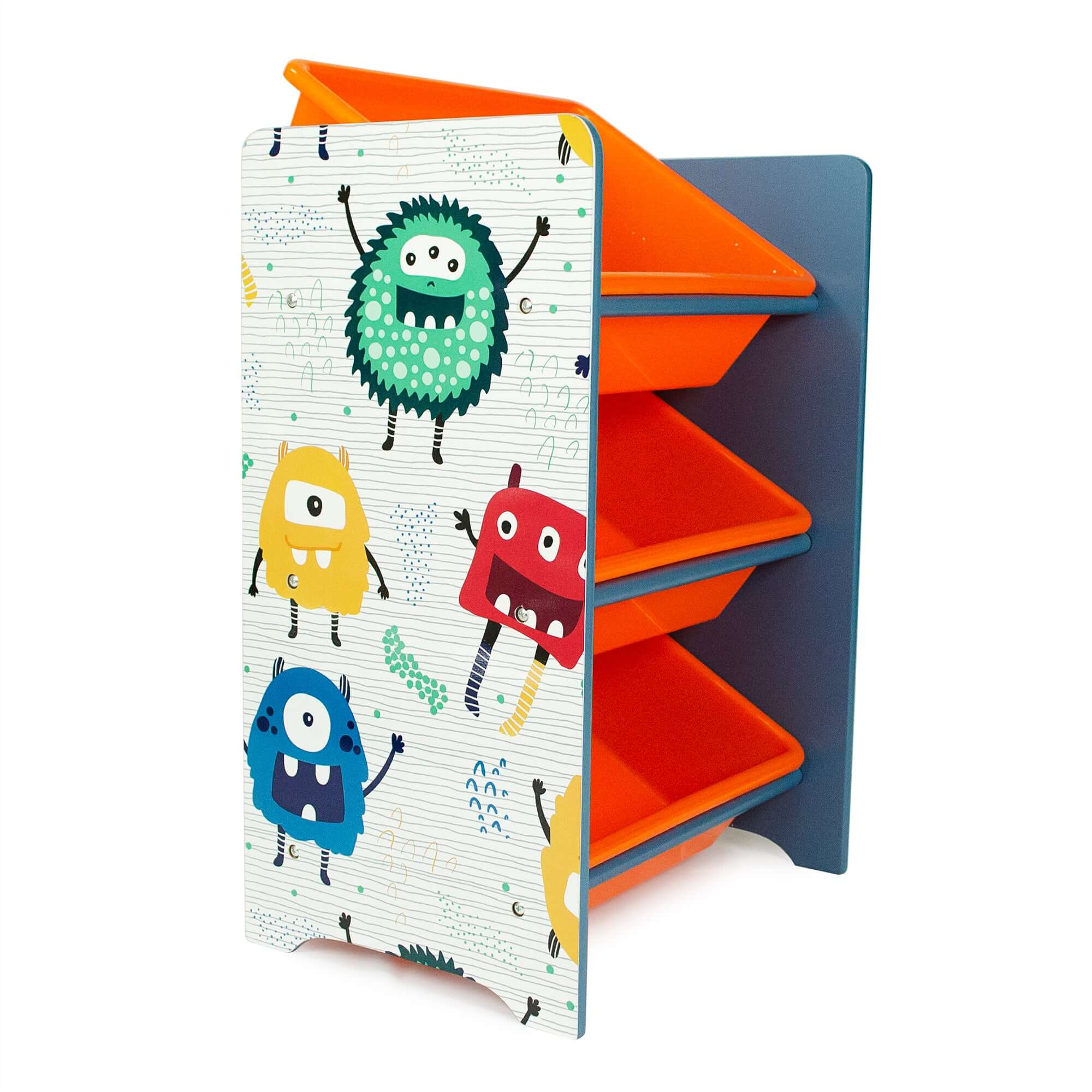 Home Canvas Furniture Trading LLC.Crazy Monster Toy Storage 3Bins Organizer For Kids Play Room, Blue Kids Furniture 