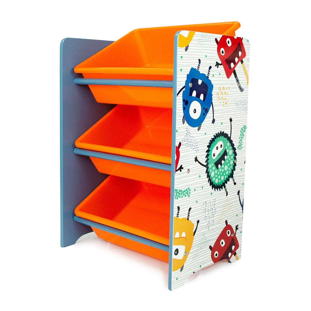 Home Canvas Furniture Trading LLC.Crazy Monster Toy Storage 3Bins Organizer For Kids Play Room, Blue Kids Furniture Blue 