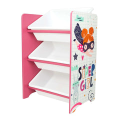 Home Canvas Furniture Trading LLC.Crazy Monster Toy Storage 3Bins Organizer For Kids Play Room, Blue Kids Furniture Pink 