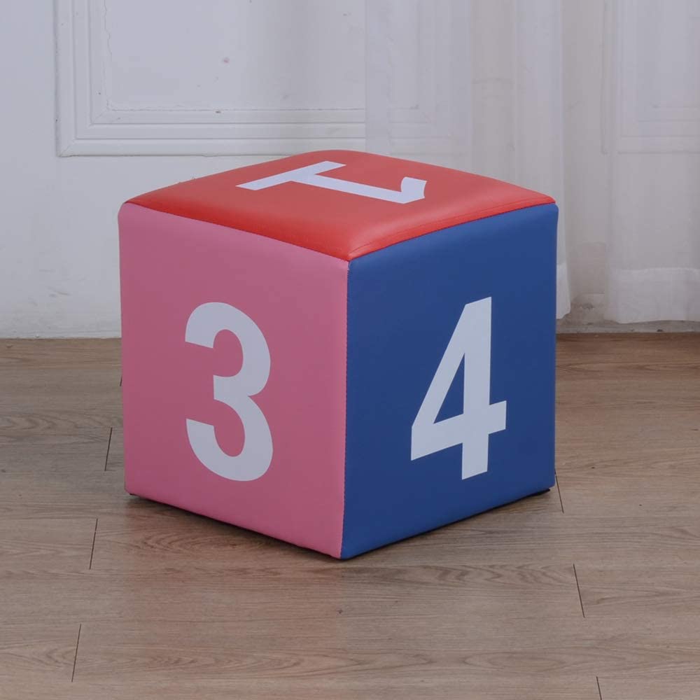 Home Canvas Furniture Trading LLC.Cube Kids Stool Ottoman with Alphabet, Multi Colour Kids Stool 