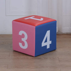 Home Canvas Furniture Trading LLC.Cube Kids Stool Ottoman with Alphabet, Multi Colour Kids Stool 