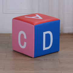 Home Canvas Furniture Trading LLC.Cube Kids Stool Ottoman with Number, Multi Colour Kids Stool Alphabets 