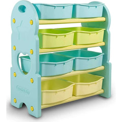 Home Canvas Furniture Trading LLC.Deluxe Multi-Bin Toy Organizer with Storage Bins - Blue Toy Storage 