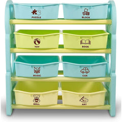 Home Canvas Furniture Trading LLC.Deluxe Multi-Bin Toy Organizer with Storage Bins - Blue Toy Storage Blue 