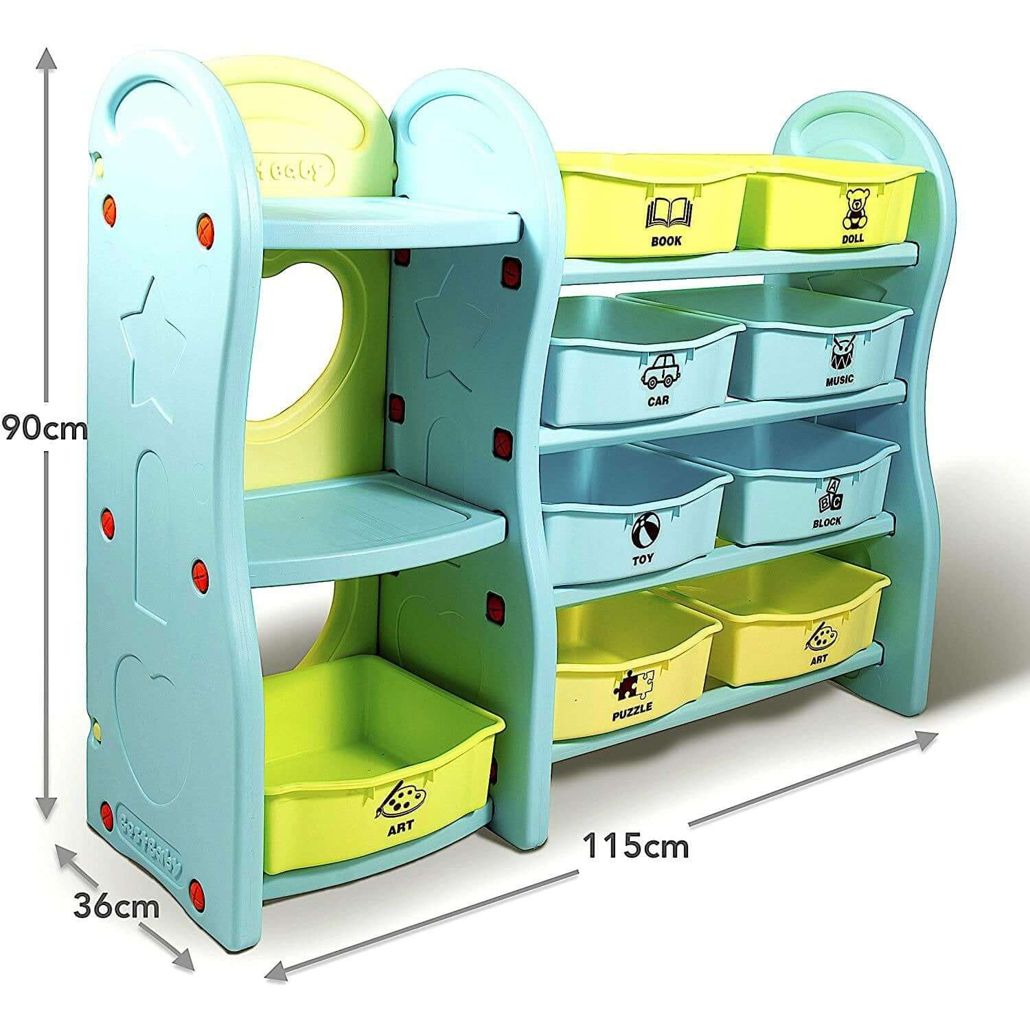 Home Canvas Furniture Trading LLC.Deluxe Multi-Bin Toy Organizer with Storage Bins- Multicolor Kids Storage 
