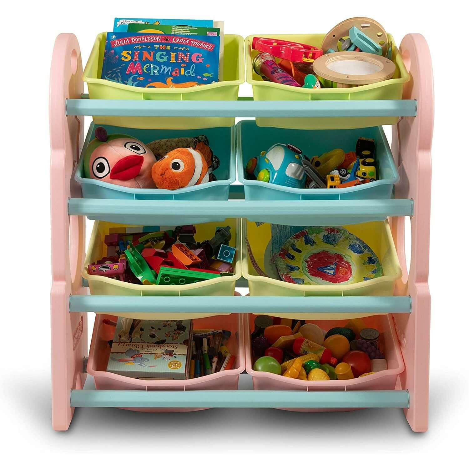 Home Canvas Furniture Trading LLC.Deluxe Multi-Bin Toy Organizer with Storage Bins - Pink Toy Storage 