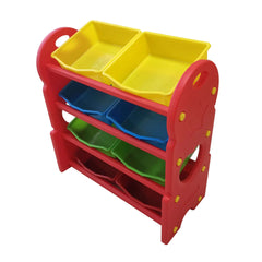 Home Canvas Furniture Trading LLC.Deluxe Multi-Bin Toy Organizer with Storage Bins, Toy Storage Box Red Kids Storage 