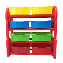 Home Canvas Furniture Trading LLC.Deluxe Multi-Bin Toy Organizer with Storage Bins, Toy Storage Box Red Kids Storage 