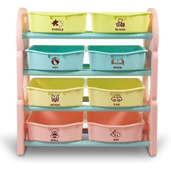 Home Canvas Furniture Trading LLC.Deluxe Multi-Bin Toy Organizer with Storage Bins, Toy Storage Box Red Kids Storage Pink 