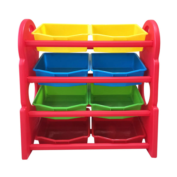 Home Canvas Furniture Trading LLC.Deluxe Multi-Bin Toy Organizer with Storage Bins, Toy Storage Box Red Kids Storage Red 