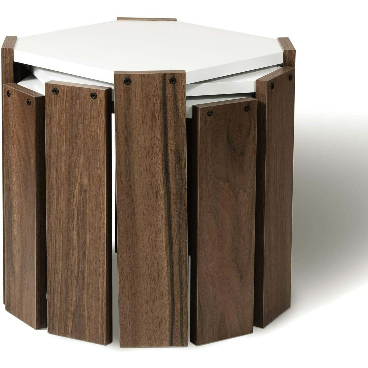 Home Canvas Furniture Trading LLC.Hansel Nested Coffee Table Set of Three Walnut-White Coffee Tables 