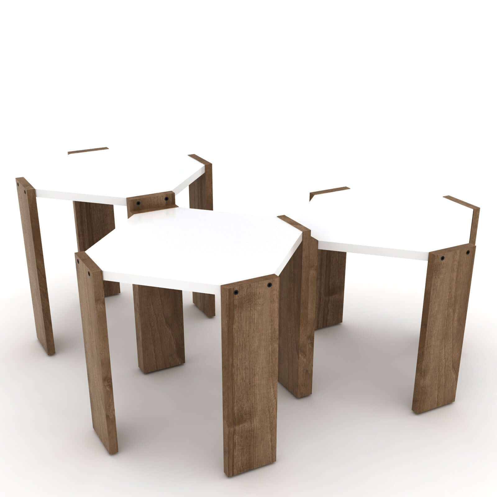 Home Canvas Furniture Trading LLC.Hansel Nested Coffee Table Set of Three Walnut-White Coffee Tables 